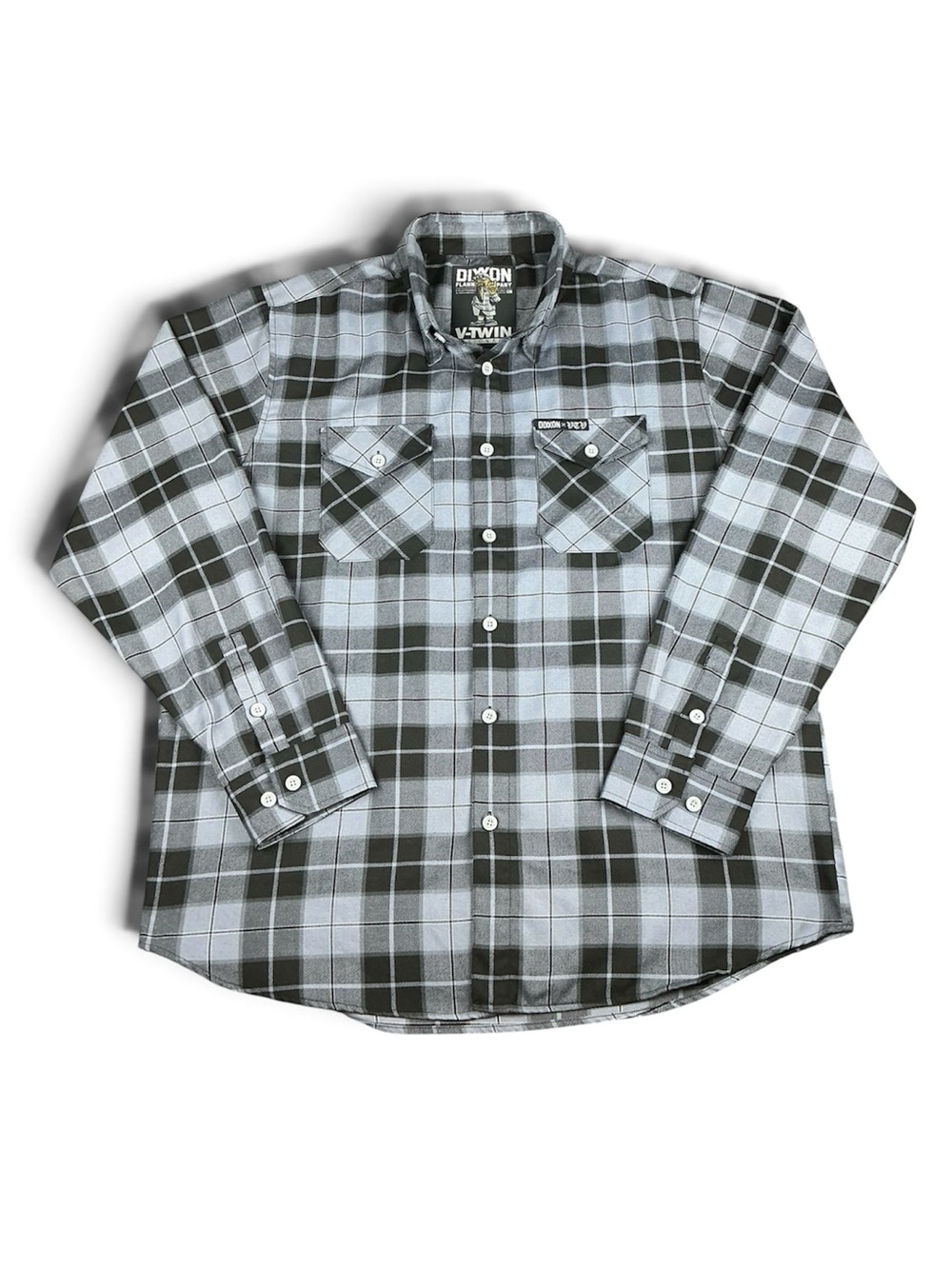 Dixxon Flannel X V-Twin Visionary Collab Gray Black  Plaid D-Tech Mens Size XL